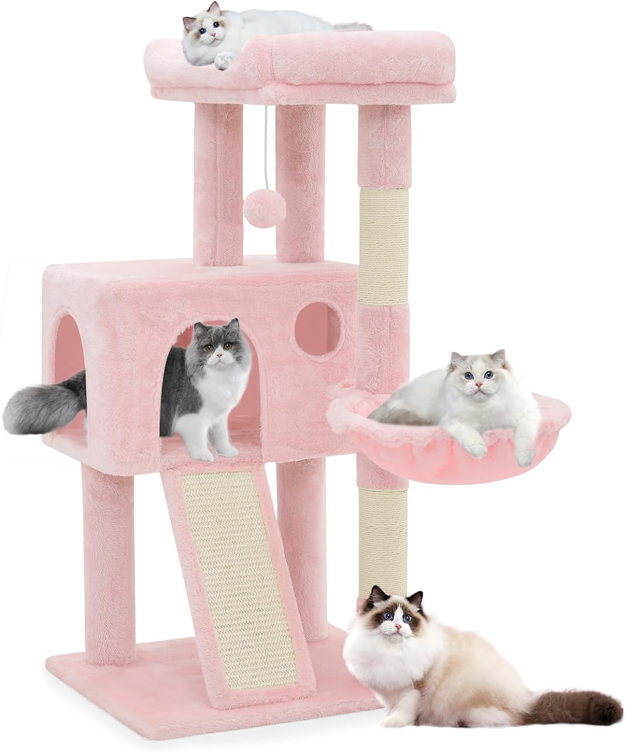 PINK CUTE CAT TREE TOWER FOR INDOOR FAMILY CATS